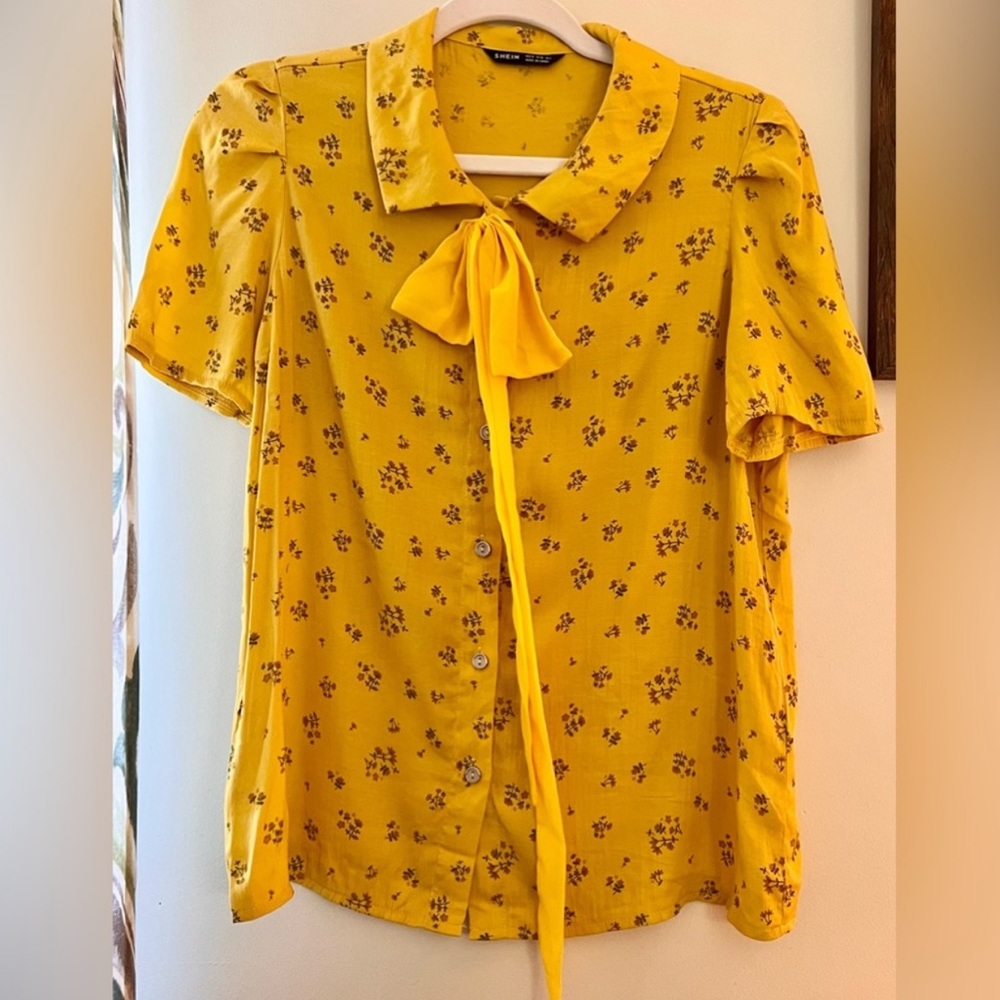 SHEIN Yellow Blouse Size M